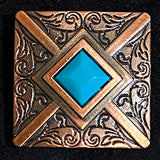 Copper/Turquoise Southwest Square Screw Back Concho 1.25"  #SWH-117