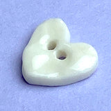 White "Crochet" Tiny Heart Porcelain Button, 1/2"