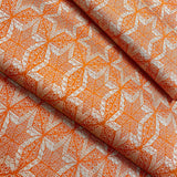 Orange Star-Hexagon Pongee Kimono Silk from Japan By the Yard  #327