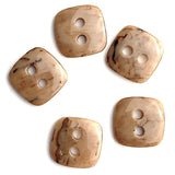 ELEVEN Beige Caramel Speckles Square 7/16" VINTAGE Plastic 2-Hole Buttons 10.5mm  #MV-2