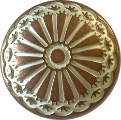 Re-Stocked, Southwest Sunflower Copper / White Metal Button 13/16" 20mm, Shank, #SWC-8