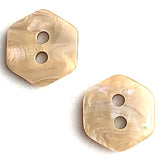 Beige Iridescent Hexagon 1/2"  "Abalone" 2-Hole VINTAGE Buttons 12mm  #MV-6