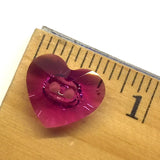 LAST ONE, Fuchsia Swarovski Heart Dark Pink Crystal Button, 5/8"