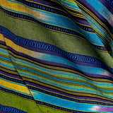 1 YARD REMANT, Blue / Green Serape Stripe Soft Cotton, 44"wide. #CHL-121
