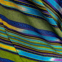 Blue / Green Serape Stripe Soft Cotton, 44"wide By the Yard #CHL-121