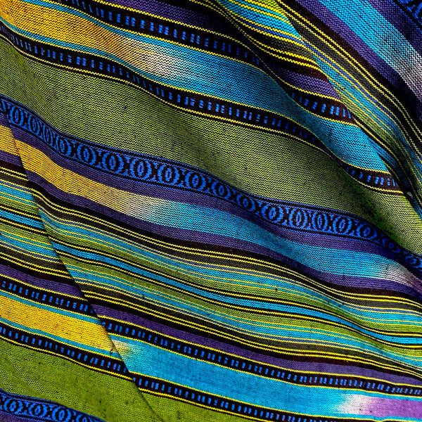 Blue / Green Serape Stripe Soft Cotton, 44"wide By the Yard #CHL-121