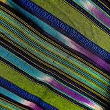 1 YARD REMANT, Blue / Green Serape Stripe Soft Cotton, 44"wide. #CHL-121