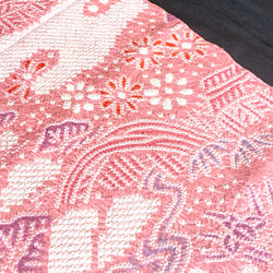 Partial-Shibori Fantasy Gardens Vintage Kimono Silk, TWO PIeces 10" x 50" #124