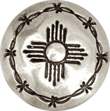 Southwest Zia Sun Symbol with Barbed Wire, Nickel Silver, Shank Back 5/8"  #SW-10