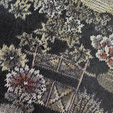 Black/Browns Floral Ikat, Vintage Kimono Silk By the Yard from Japan #339