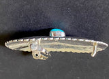 SALE, Sterling Silver Southwest Buckle, Turquoise / Sunrays, Large Oval  #MV-32