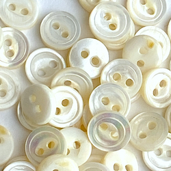 Last Pack, Tiny Vintage Ivory 2-Hole Rustic Pearl Shell Button, 3/8", TWENTY for $12.00  #KB-908