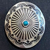 Large Oval Concho Turquoise Flower Screwback ButtonBIrd.com