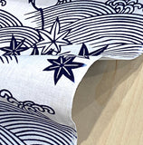 Blue and White Cotton Yukata 'Waves and Leaves' from Japan LAST 2 YARDS #27024