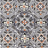 14" x 24" REMNANT Gray/Cream/Black/Rust Wool Print from Japan #955