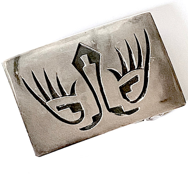 SALE, Vintage Sterling Silver Belt Buckle, Willie Yazzie Wild Eyes or Bear Claws, Navajo  #MV-31