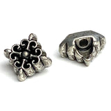Tiny Quatrefoil Black & Silver Button 1/4" 75¢  #SWC-56