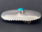 SALE, Sterling Silver Southwest Buckle, Turquoise / Sunrays, Large Oval  #MV-32