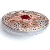 Pink/Gold Sacred Flower Handpainted Czech Lacy Glass 1-1/4", Susan Clarke #SC-513