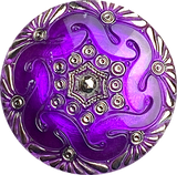 Dark Purple Large Deco Hexagon Czech Glass Button Handpainted by Susan Clarke, 1-5/8", #SC885H