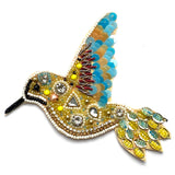 OUTLET ITEM Beaded Hummingbird Sew-On Patch Handmade in India, 4"