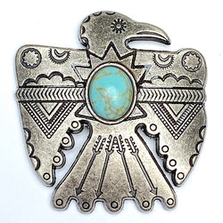 1-1/2" Silver/Turquoise Thunderbird Screw Back Concho 1.5"  #SWH-122