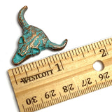 Re-Stocked, Cow Skull Copper/Green Patina Screw Back Concho 1.25"  #SWH-127