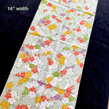 SALE Cherry Blossom Floral Faux Shibori Vintage Kimono Silk  Pieces 14" x 65" #4153