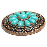 Re-Stocked, Turquoise Flower Antique Copper Concho 2" Screw Back  #SWH-136