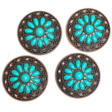 Re-Stocked, Turquoise Flower Antique Copper Concho 2" Screw Back  #SWH-136