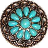 Turquoise Flower Antique Copper Concho 2" Screw Back  #SWH-136