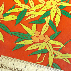 SALE Orange Vermillion Bamboo, Vintage Kimono Silk from Japan By the Yard  #409