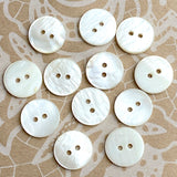 Off-White/Ivory/Ecru River Shell 5/8" 2-hole Button, Pack of 12, 15mm for $12.00  #1771