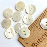 Off-White/Ivory/Ecru River Shell 5/8" 2-hole Button, Pack of 12, 15mm for $12.00  #1771