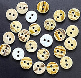 White River Shell 1/2" Iridescent / Butterscotch Tiger Reverse, 13mm 2-hole Button, Pack of 24 #0021