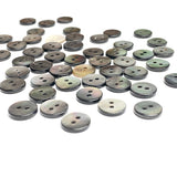 Mostly Silvery Charcoal 7/16" - 1/2" Tiny Shiny Iridescent Shell, 11-12mm Pack of 100 Buttons  # LP-78