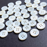 White Shell 4-Hole 7/16"- 1/2" Small Rimmed 11mm Button, Pack of 40  # LP-74