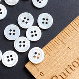 White Shell 4-Hole 7/16"- 1/2" Small Rimmed 11mm Button, Pack of 40  # LP-74