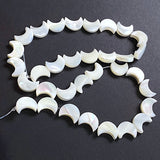 Pearl Moon Shell Beads, 1/2" White Iridescent 12mm, Strand of 34 beads # LP-75