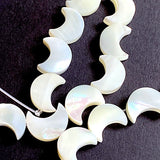 Pearl Moon Shell Beads, 1/2" White Iridescent 12mm, Strand of 34 beads # LP-75