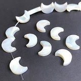 Pearl Moon Shell Beads, 1/2" White Iridescent 12mm, Strand of 34 beads # LP-75