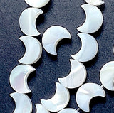 Pearl Moon Shell Beads, 1/2" White Iridescent 12mm, Strand of 34 beads # LP-75