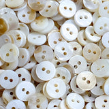 Bulk Special, White, Some with Butterscotch Backs 3/8" River Shell 2-Hole 9mm Button, Pack of 500   # LP-68/500