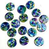 Blue Psychedelic Abstract 9/16" Colorful 14mm Shell 2-Hole Button, Pack of 20 # LP-76