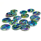 Blue Psychedelic Abstract Shell, 9/16" Colorful 14mm 2-Hole Button, Pack of 20 # LP-76