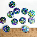 Blue Psychedelic Abstract Shell, 9/16" Colorful 14mm 2-Hole Button, Pack of 20 # LP-76