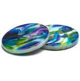 Blue Psychedelic Abstract 9/16" Colorful 14mm Shell 2-Hole Button, Pack of 20 # LP-76