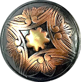 Re-Stocked, Copper 'Santa Barbara' Domed Carved Leaf, 13/16" Larger Size, Shank Back #2066