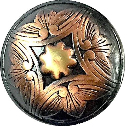 Re-Stocked, Copper 'Santa Barbara' Domed Carved Leaf, 13/16" Larger Size, Shank Back #2066