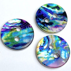 Blue Psychedelic Abstract 9/16" Colorful 14mm Shell 2-Hole Button, Pack of 20 # LP-76